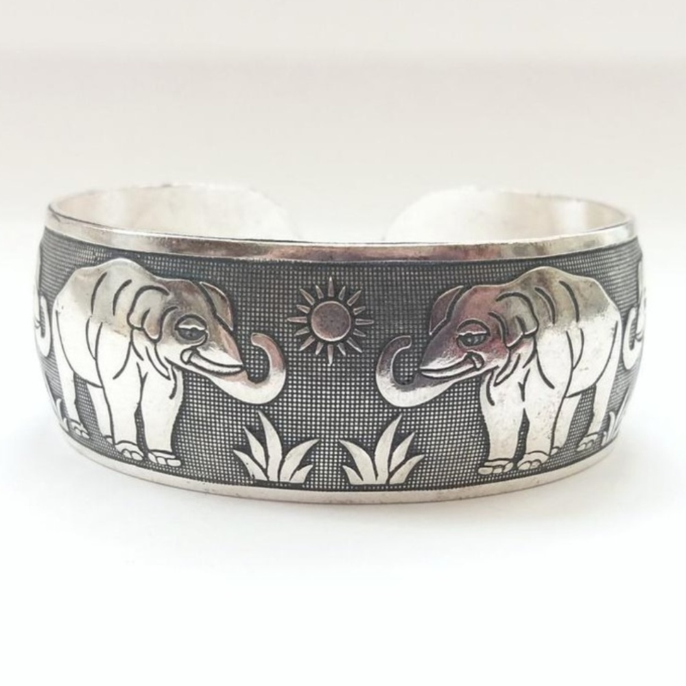 Silver Elephant Cuff Bracelet - Picture 6 of 7